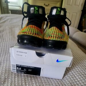 Nike Air Vapormax Flyknit 3 Black Volt Lagoon AJ6910-004 Women's Size 8.5 Used